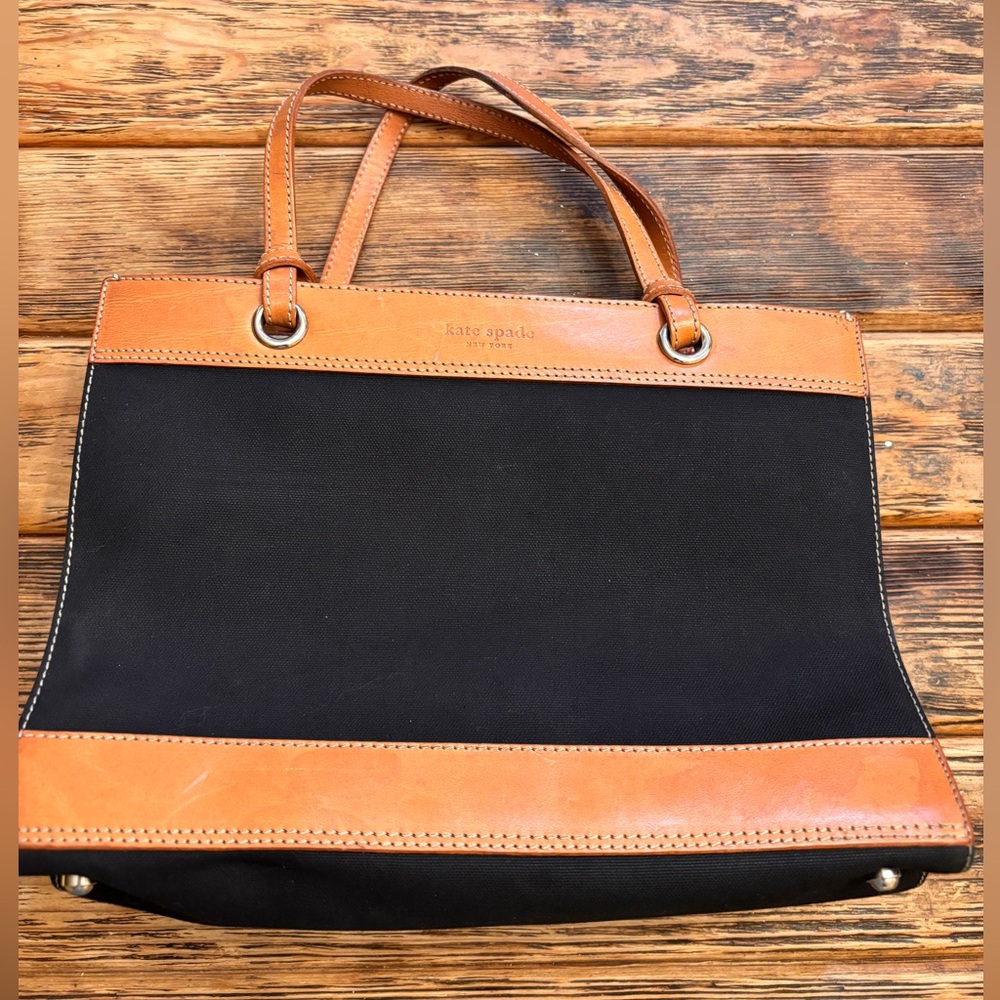 Kate Spade Black and Brown Leather Tote